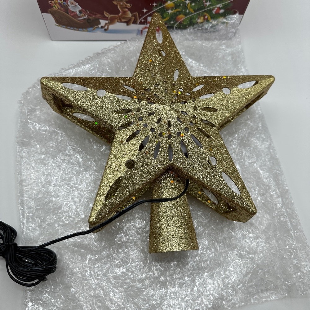 Christmas Tree Topper Lighted LED Star Snowflake Projector Rotating Lamp